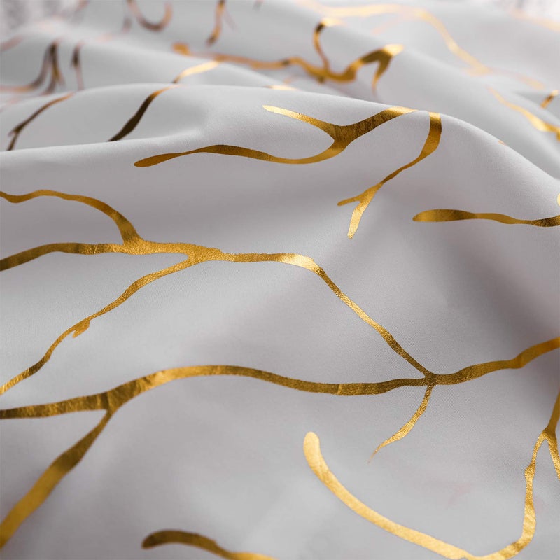 FINECITY White Shower Curtain with Gold Branch Pattern 12 Hooks Included, 72 x 72 Inch, 1 Panel - Image 5